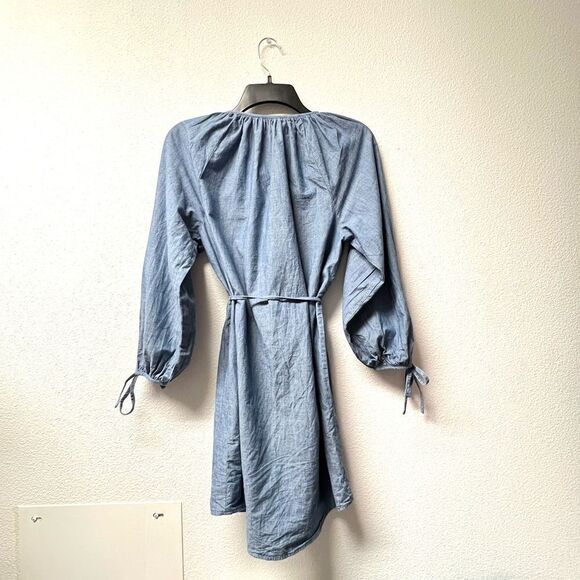 J. Crew Tie-sleeve Button-front Chambray Shirt Dress - Picture 9 of 11